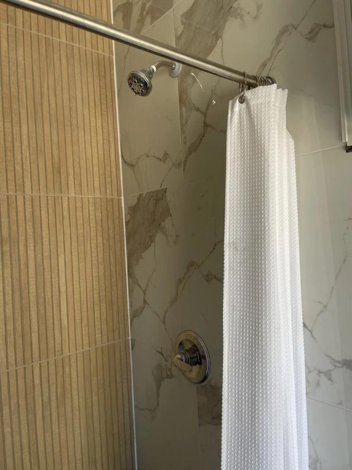 Tiled shower stall in the Cedar Trail bathhouse
